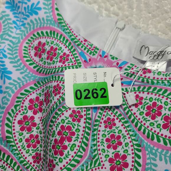 Maggy L Vibrant paisley tank summer sheath dress dress Size 4 Resort wear beachy - Picture 9 of 9